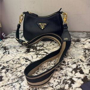 Prada Black Crossbody Bag with Gold Accents